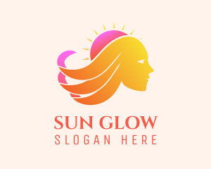 Sunset Woman Waves logo design