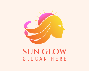 Tanning - Sunset Woman Waves logo design