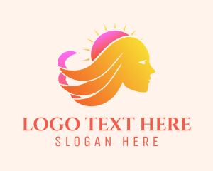 Hairstyle - Sunset Woman Waves logo design