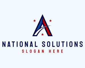 National - National Flag Letter A logo design