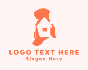 Carpenter - Orange Housing Hands logo design