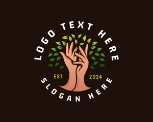Tree Planting - Hand Leaf Gardening logo design