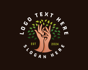 Eco - Hand Leaf Gardening logo design