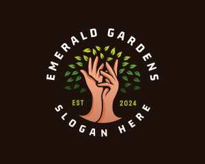 Hand Leaf Gardening logo design