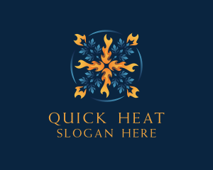 Heating Cooling Flame logo design