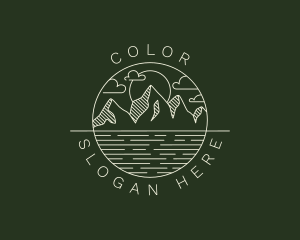 Hiking - Hipster Mountain Peak logo design