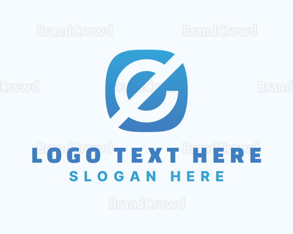 Blue Tech Mobile App Letter E Logo