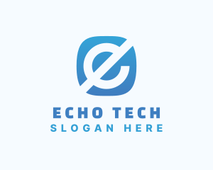 Blue Tech Mobile App Letter E logo design