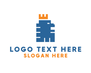 Coding - Pixel Lion Crown logo design