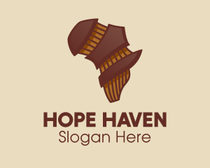 Music School - Brown Musical African Map logo design