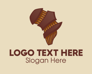Strings - Brown Musical African Map logo design