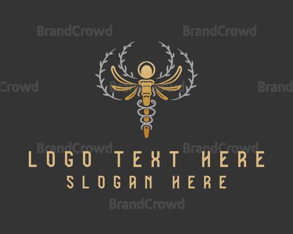 Gold Caduceus Wreath Logo