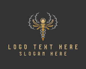 Physician - Gold Caduceus Wreath logo design