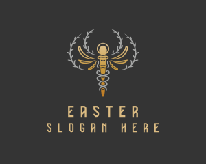 Medical Center - Gold Caduceus Wreath logo design