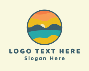 Sunset - Summer Sunset Island logo design