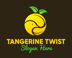 Tangerine - Yellow Fruit Bird Orchard logo design