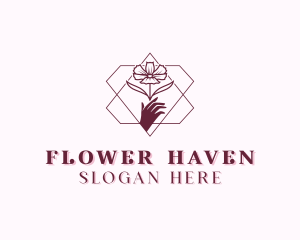 Flower Beauty Hand logo design