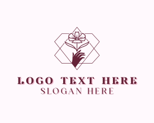 Yoga - Flower Beauty Hand logo design