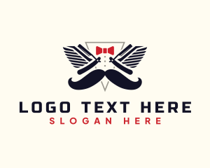 Wings - Razor Mustache Barbershop logo design