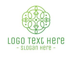 Health - Green Floral Cross logo design