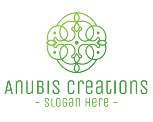 Green Floral Cross logo design