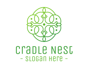 Green Floral Cross logo design