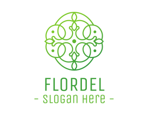 Green Floral Cross logo design