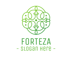 Green Floral Cross logo design