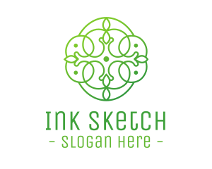 Green Floral Cross logo design