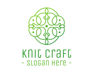 Knit - Green Floral Cross logo design