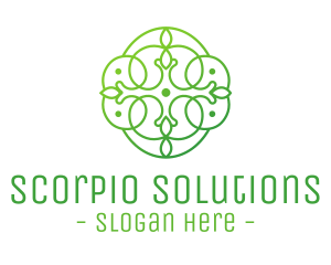 Green Floral Cross logo design