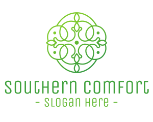 Green Floral Cross logo design