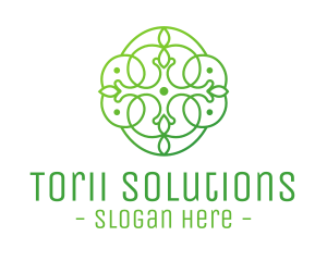 Green Floral Cross logo design