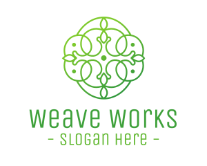 Weave - Green Floral Cross logo design