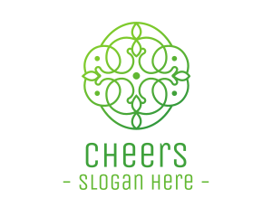 Detailed - Green Floral Cross logo design