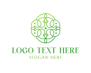 Green - Green Floral Cross logo design