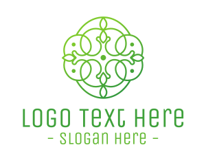 Detailed - Green Floral Cross logo design