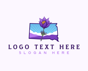 Map - South Dakota Botanical Flower logo design