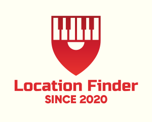 Geolocation - Red Piano Location Pin logo design