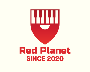 Red Piano Location Pin logo design