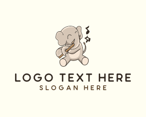 Music Lessons - Elephant Flute Music logo design