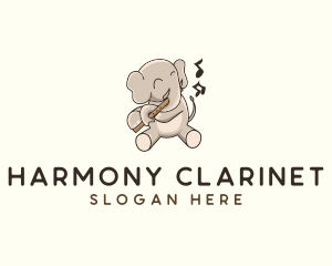 Clarinet - Elephant Flute Music logo design