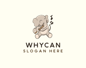 Music Note - Elephant Flute Music logo design