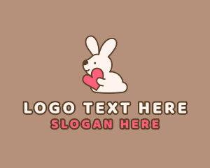 Hug - Bunny Rabbit Heart logo design