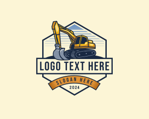 Emblem - Excavator Backhoe Construction logo design