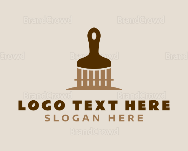 Brown Fence Paint Brush Logo