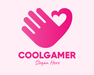 Pink Heart Hand logo design