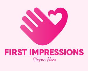 Pink Heart Hand logo design