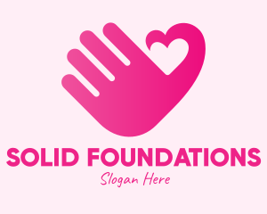 Online Dating - Pink Heart Hand logo design