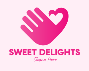 Pink Heart Hand logo design